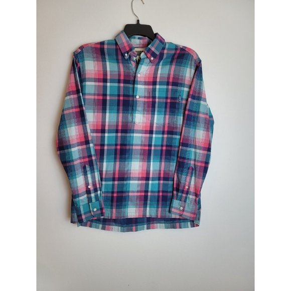 Chubbies Men's M Multi Color Plaid 1/4 Button up Long Sleeves - Picture 2 of 7